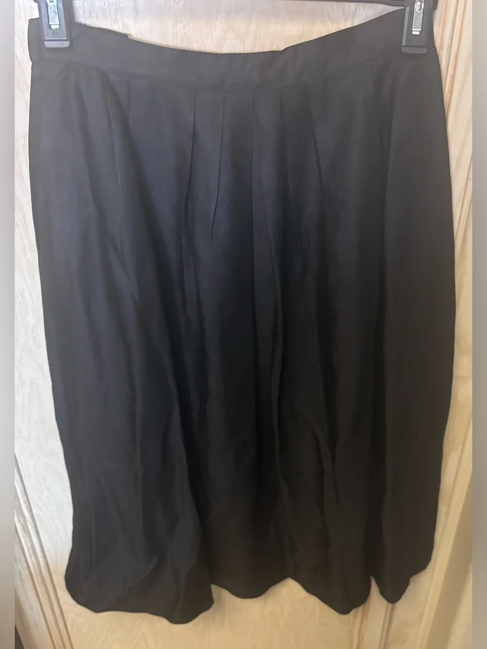 Women 100% Linen Midi A Line Skirt - Sarah Rowland - Black Cottagecore Sz‎ 12P